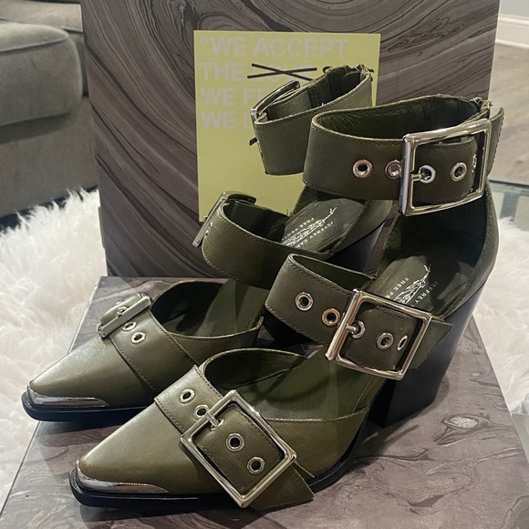 Jeffrey Campbell Olive Buckle Heels - Picture 1 of 6